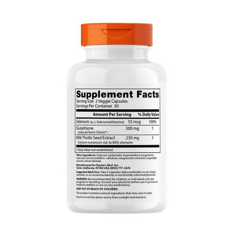 Doctors Best, Glutathione + Milk Thistle, 60 Veggie Caps