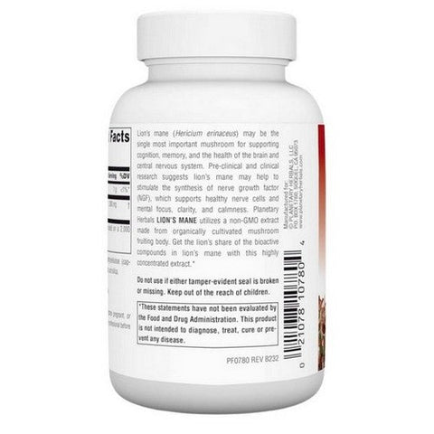 Planetary Herbals, Lion's Mane, 500 mg, 60 VegCaps Planetary Herbals