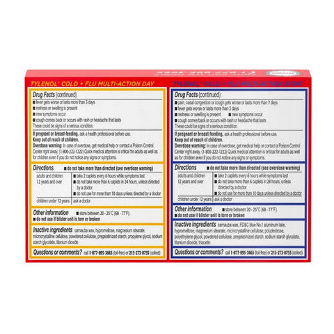 Tylenol, Cold + Flu Multi-Action Caplets Day And Night Extra Strength, 24 Caps Tylenol