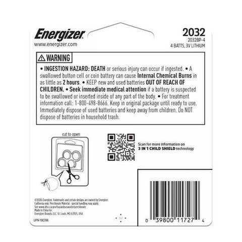 Energizer, Lithium Batteries 2032, 4 Each Energizer