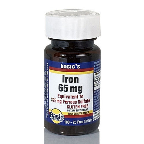 Basic Vitamins, Iron Ferrous Sulfate, 65 Mg, 100 Tabs Basic Vitamins