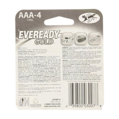 Eveready, Gold Alkaline Batteries AAA, 4 Each Eveready