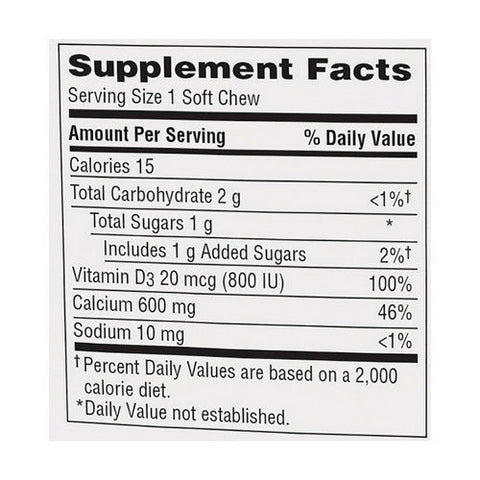 Caltrate, Soft Chews 600  Plus D3 Bone Strength Chocolate Truffle, 60 Each Caltrate
