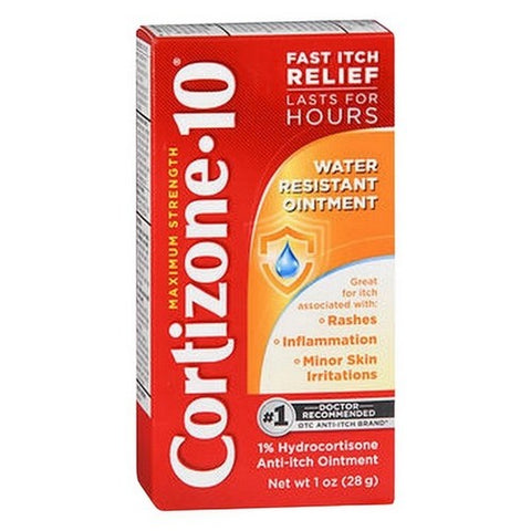 Cortizone-10, Maximum Strength Water Resistant Ointment 1% Hydrocortisone Anti Itch Ointment, 1 Oz Cortizone-10
