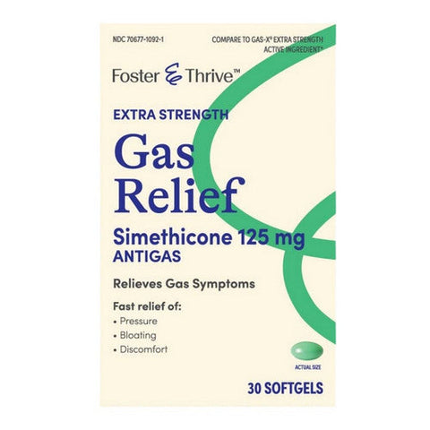 Foster And Thrive, Extra Strength Gas Relief Simethicone, 125 Mg, 30 Each Foster And Thrive