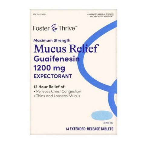 Foster And Thrive, Maximum Strength Mucus Relief Guaifenesin, 1200 Mg, 14 Tabs Foster And Thrive