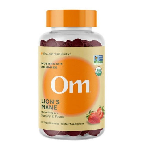 Om Mushrooms, Lion'S Mane Mushroom Gummies Strawberry, 60 Gummies Om Mushrooms