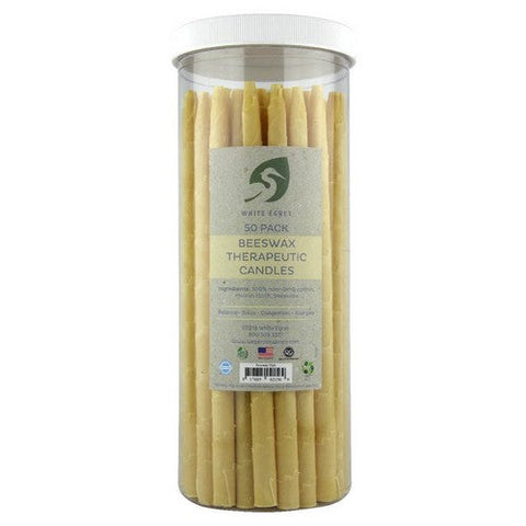 White Egret, Beeswax Therapeutic Candles, 50 Count White Egret
