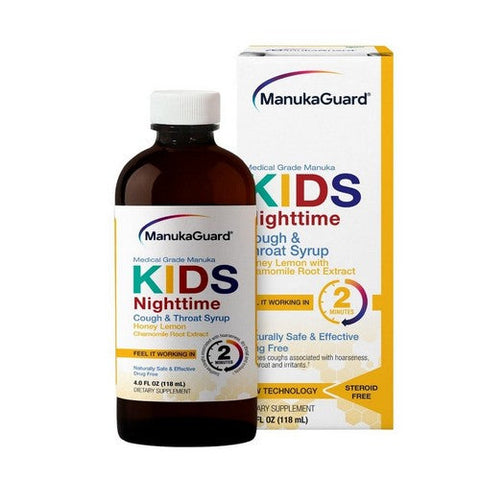 Manuka Guard, Manuka Honey Kid'S Cough And Throat Syrup Nighttime Honey Lemon, 4 Oz Manuka Guard