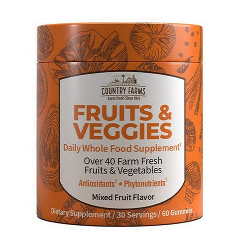 Country Farms, Fruits and Veggies Mixed Fruit, 60 Gummies Country Farms
