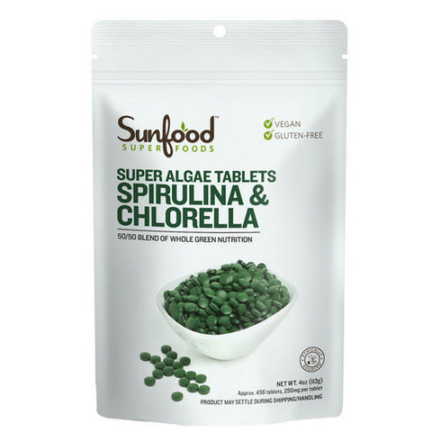 Sunfood Superfoods, Super Algae Tablets Spirulina And Chlorella, 4 Oz Sunfood Superfoods