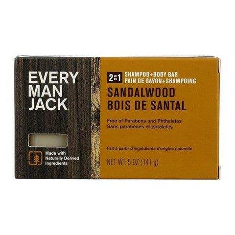 Every Man Jack, 2-In-1 Shampoo Plus Body Bar Sandalwood, 5 Oz Every Man Jack