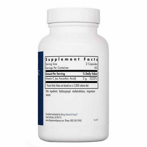 Nutricology/ Allergy Research Group, Pure Vitamin C Ascorbic Acid, 100 Veg Caps Nutricology/ Allergy Research Group