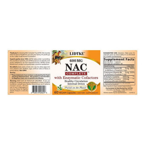 Lidtke, NAC Complete With Enzymatic Cofactors, 60 Caps Lidtke