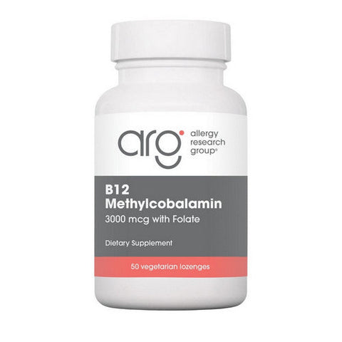 Nutricology/ Allergy Research Group, B12 Methylcobalamin With Folic Acid, 3000 Mcg, 50 Lozenges Nutricology/ Allergy Research Group