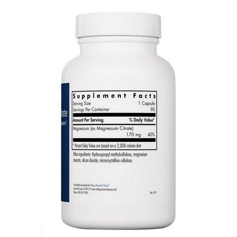 Nutricology/ Allergy Research Group, Magnesium Citrate, 180 Veg Caps