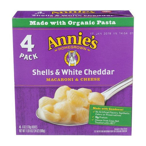 Annie's Homegrown, Macaroni And Cheese Shells & White Cheddar, 24 Oz (Case Of 4) Annie's Homegrown
