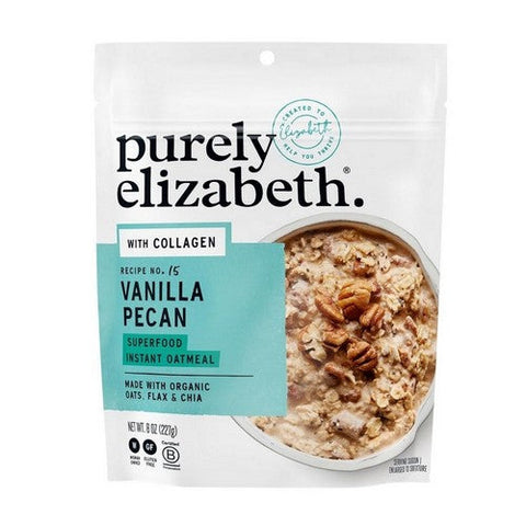 Purely Elizabeth, Superfood Oatmeal Vanilla Pecan Pouch With Collagen, 8 Oz (Case Of 6) Purely Elizabeth