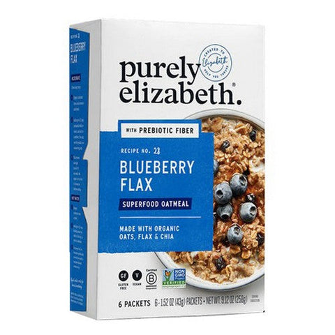 Purely Elizabeth, Superfood Oatmeal Blueberry Flax Multipack With Prebiotic Fiber, 9.12 Oz (Case Of 6) Purely Elizabeth
