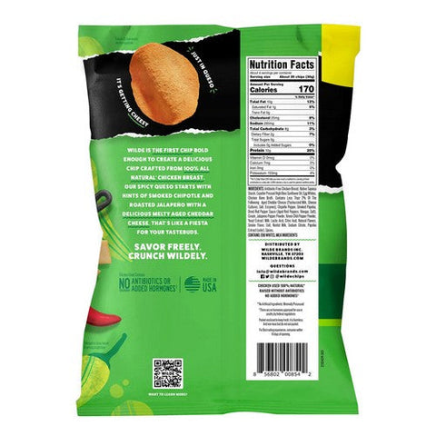 Wilde Snacks, Spicy Queso Chicken Potein Chips, 4 Oz (Case Of 12) Wilde Snacks