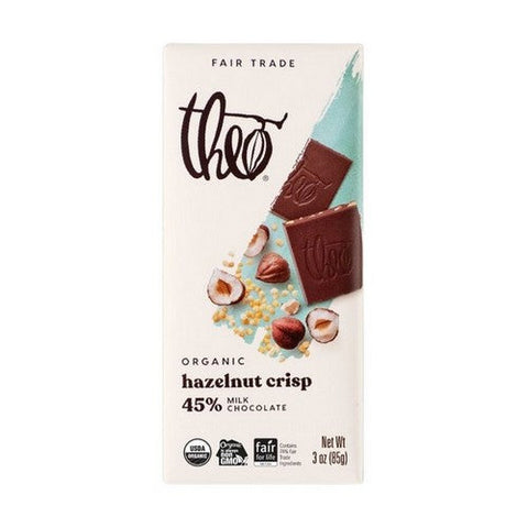 Theo Chocolate, Organic Hazelnut Crisp Milk Chocolate Bar, 3 Oz(Case Of 12) Theo Chocolate