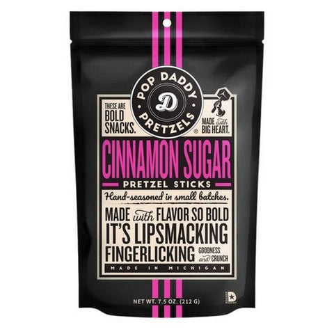 Pop Daddy Snacks, Cinnamon Sugar Seasoned Pretzel Sticks, 7.5 Oz(Case Of 12) Pop Daddy Snacks