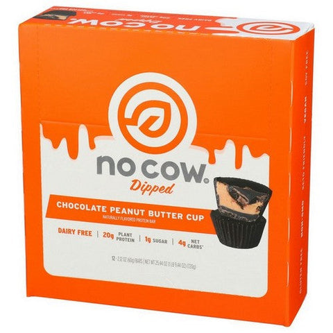 No Cow Bar, Chocolate Peanut Butter Cup Protein Bar, 2.12 Oz(Case Of 12) No Cow Bar