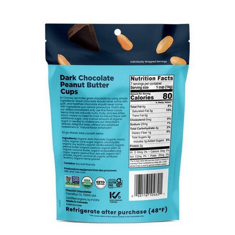 Chocxo, Dark Chocolate Peanut Butter Cup, 3.45 Oz(Case Of 6)