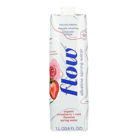 Flow Water, Alkaline Spring Water Strawberry Rose, 33.8 Oz(Case Of 12)