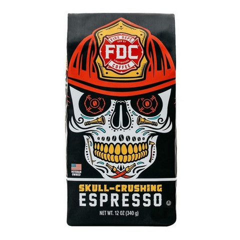 Fire Department Coffee, Skull Crush Espresso Ground, 12 Oz(Case Of 6) Fire Department Coffee