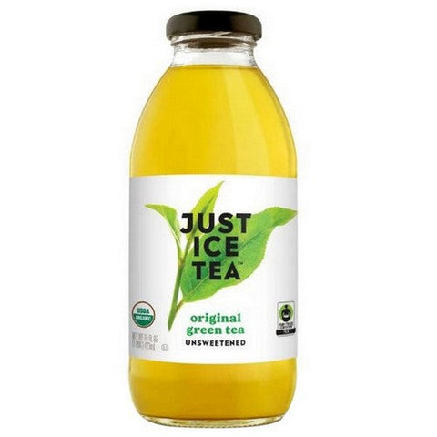 Just Ice Tea, Organic Unsweetened Original Green Tea, 16 Oz(Case Of 12) Just Ice Tea