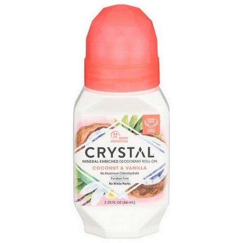 Crystal, Mineral Deodorant Roll On Coconut And Vanilla, 2.25 Oz(Case Of 3) Crystal