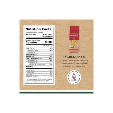 Montebello, Organic Orzo Pasta, 16 Oz (Case Of 12) Montebello