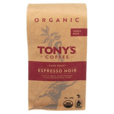 Tonys Coffee, Coffee Espresso Noir Dark Roast Whole Bean Coffee, 12 Oz (Case Of 6) Tonys Coffee