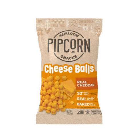 Pipcorn, Cheddar Cheeseballs, 1 Oz (Case Of 24) Pipcorn