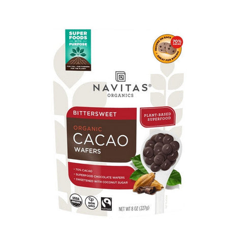 Navitas Organics, Organic Cacao Wafers Bittersweet, 8 Oz(Case Of 6) Navitas Organics