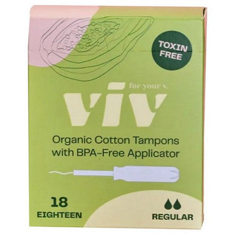Viv For Your V, Organic Regular Cotton Tampons, 18 Count Viv For Your V