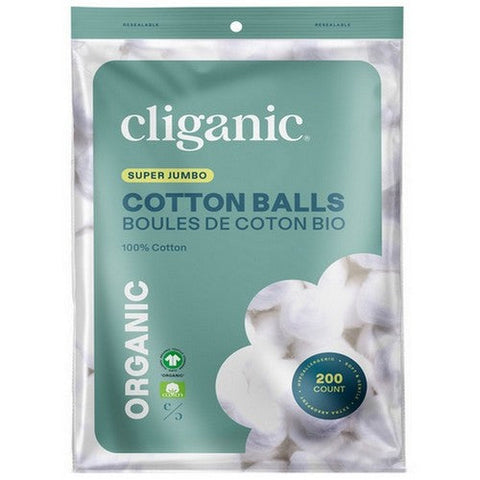 Cliganic, Organic Super Jumbo Cotton Balls, 200 Count Cliganic