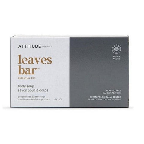 Attitude, Leaves Bar Soap Peppermint And Sweet Orange, 4 Oz Attitude