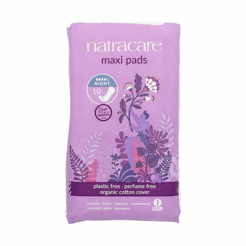 Natracare, Organic Cotton Maxi Pads Night Time, 10 Count Natracare