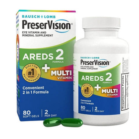 Bausch + Lomb, Lomb Preservision Areds 2 Formula And Multivitamin, 80 Softgels Bausch + Lomb