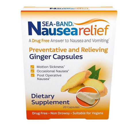 Sea-Band, Anti Nausea Ginger Capsules, 20 Count