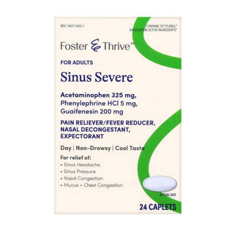 Foster And Thrive, Sinus Severe Acetaminophen, 325 Mg, 24 Caps Foster And Thrive