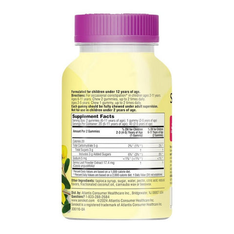 Senokot, Kids Laxative Gummies Mixed Berry, 40 Count