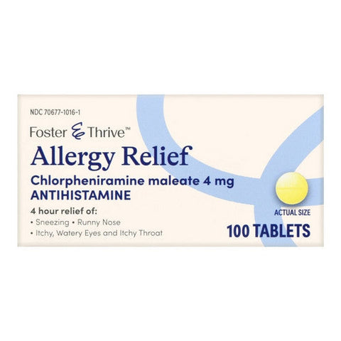 Foster And Thrive, Allergy Relief Chlorpheniramine Maleate, 4 Mg, 100 Tabs Foster And Thrive