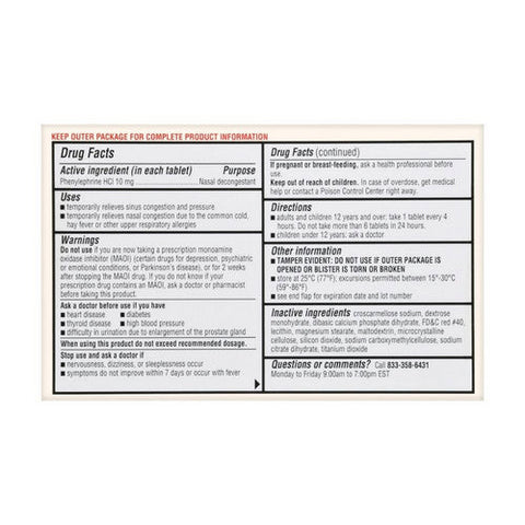 Foster And Thrive, Maximum Strength Nasal Decongestant Pe Phenylephrine Hcl, 10 Mg, 36 Tabs Foster And Thrive
