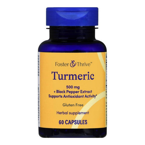 Foster And Thrive, Turmeric + Black Pepper Extract, 500 Mg, 60 Caps Foster And Thrive