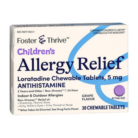 Foster And Thrive, Children'S Allergy Relief Loratadine Chewable, 5 Mg, 30 Tabs Foster And Thrive