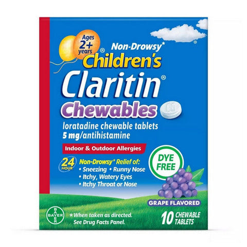 Claritin, Childrens 24 Hour Allergy Chewable Tablets Grape Flavored, 20 Tablets Claritin