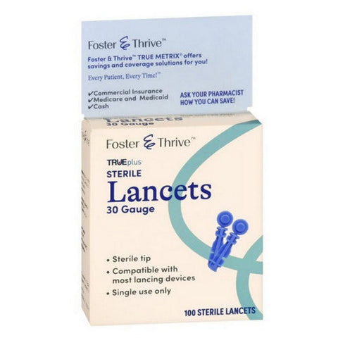 Foster And Thrive, Trueplus Sterile Lancets 30 Gauge, 100 Count Foster And Thrive